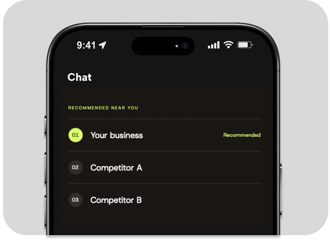 An AI chat shortlist recommending your business ahead of two competitors